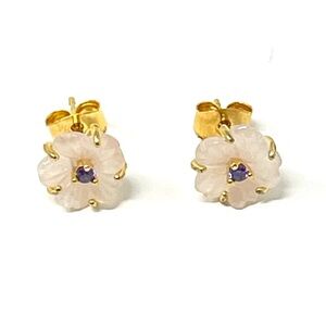 New Anthropologie Camellia Rose Quartz Post Earrings
